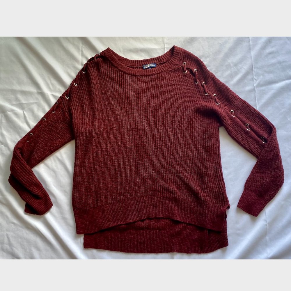 Burgundy Sweater with Arm Detail